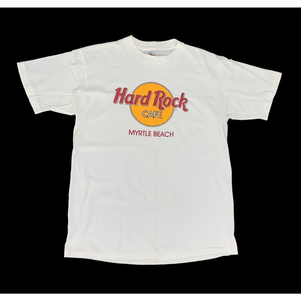 Vtg Myrtle Beach Hard Rock Cafe T Shirt L Short Sleeve made USA Single Stitch